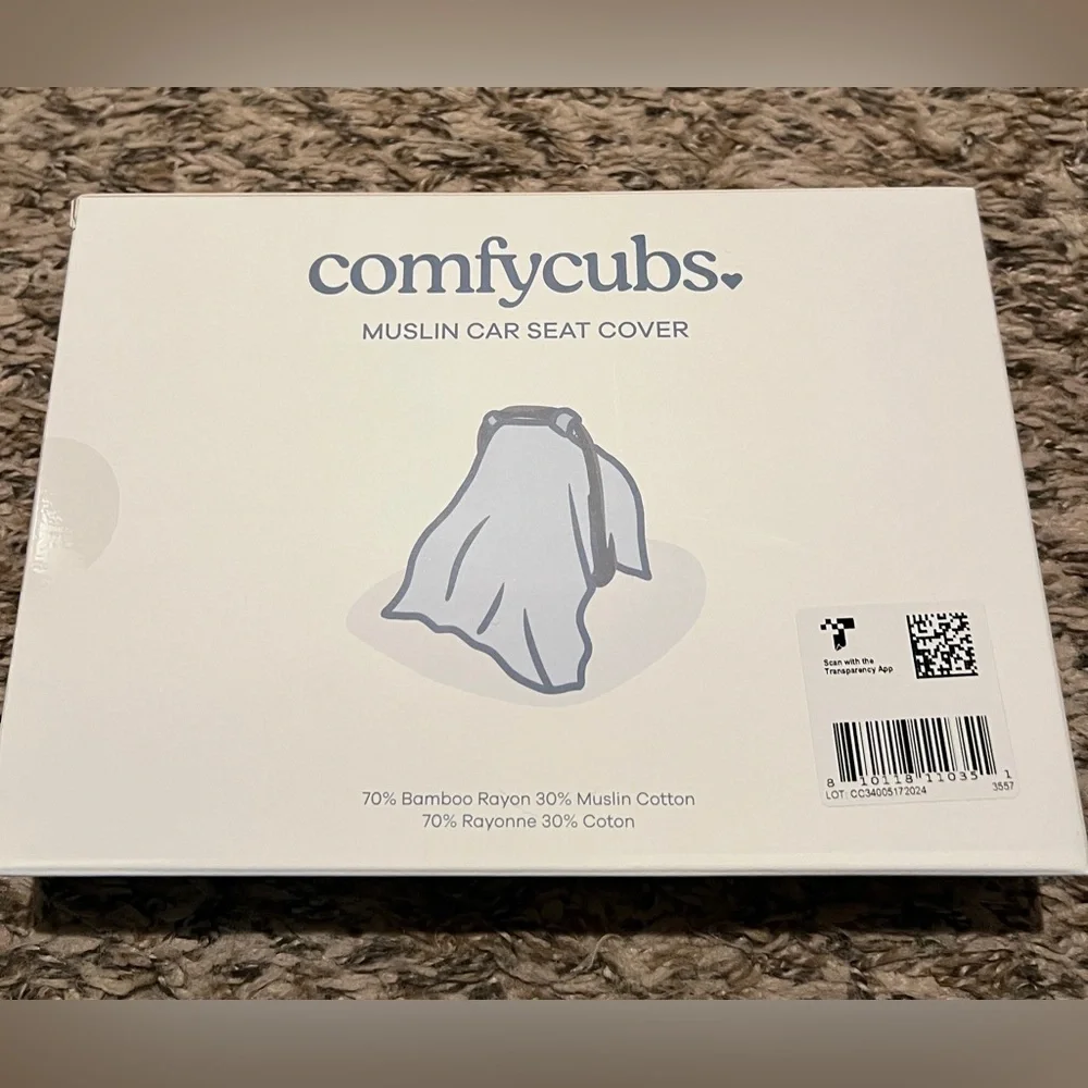 NWT Gray Comfy Cubs Muslin Baby Car Seat Cover